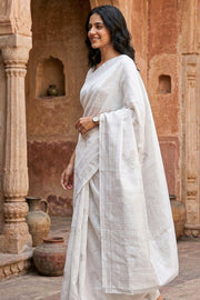 Sea Gray Kanjivaram Tissue Vegan Silk Saree 10075564