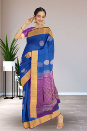 Blue Handloom Kanjivaram Soft Silk Saree 10075680