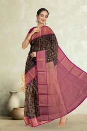 Black Kanjivaram Vegan Silk Saree 10076033