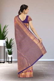 Purple Kanjivaram Vegan Silk Saree with Contrast Pallu 10074860