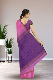 Pink Maheshwari Silk Cotton Saree 10075259