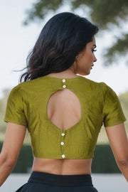 Green Maheshwari Silk Cotton Blouse 10075052