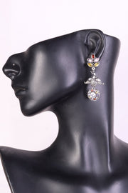 Multi Colour Oxidised Earring With Peacock Motif 10071279