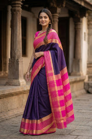 Deep Voilet Semi Mysore Crepe Silk Saree 10077823