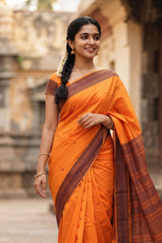 Orange Kanchi Cotton Saree 10069236