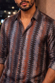 Multicolor Full Sleeve Jahota Print Modal Silk Mens Shirt 10074383