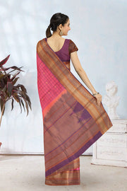 Rouge Pink Threadwork Kanjivaram Silk Saree 10067867