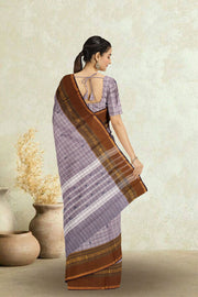 Grey Handloom Chettinad Cotton Saree Without Blouse 10075139