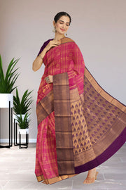Pink Kanjivaram Vegan Silk Saree 10076036
