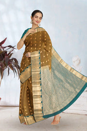 Brown Pure Silk Kanjivaram Saree 10071865