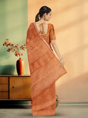 Cinnamon Brown Dabu Print Kota Cotton Saree 10074184