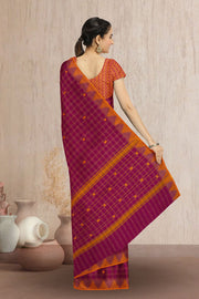 Maroon Handloom Chettinad Cotton Saree 10072661
