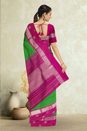 Parrot Green Pure Zari Korvai Kanjivaram Silk Saree 10059190