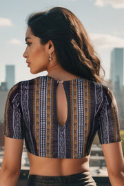 Black Odisha Ikat Cotton Blouse 10075036