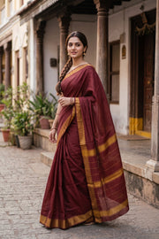 Maroon Kanjivaram Silk Cotton Saree 10077962