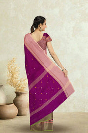 Brown Handloom Chettinad Cotton Saree Without Blouse 10075156