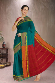 Teal Kanjivaram Vegan Silk Saree 10075549