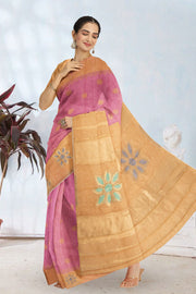 Kanjivaram Vegan Viscose Silk Pink Sherbet Color Jute Style Finish 10075600
