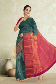 Green Kanjivaram Vegan Silk Saree 10076028