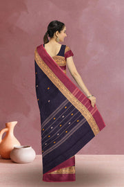 Black Handloom Chettinad Cotton Saree Without Blouse 10075168