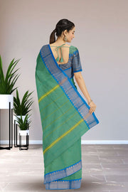 Blue Handloom Chettinad Cotton Saree 10075093
