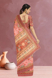 Pink Kalamkari Printed Malai Cotton Saree 10074680