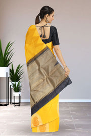 Yellow Pure Zari Jacquard Kanjivaram Silk Saree 10063131
