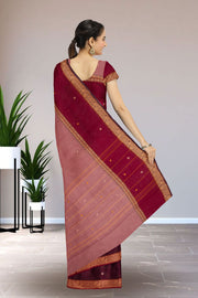 Mauve Handloom Chettinad Cotton Saree Without Blouse 10075187