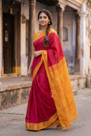Maroon Handloom Kanchi Silk Cotton Saree 10078092