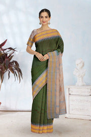 Green Gadwal Kuttu Silk Saree 10076198
