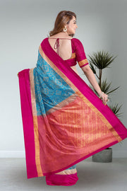 Blue Handloom Kanjivaram Nakashi Soft Silk Saree 10075699