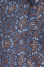 Blue Half Sleeve Ajrakh Printed Cotton Mens Shirt 10071095