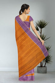 Kanjivaram Vegan Viscose Silk Saree Light Brown Color Block Design 10075554