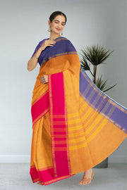 Orange Handloom Chettinad Cotton Saree 10075821