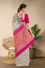 Beige Pure Zari Jacquard Kanjivaram Silk Saree 10063122