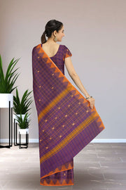 Purple Handloom Chettinad Cotton Saree Without Blouse 10075123