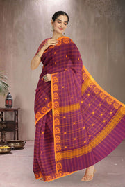 Purple Handloom Chettinad Cotton Saree 10075870