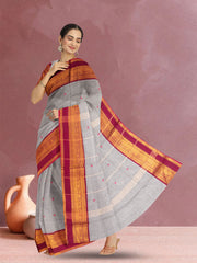 Grey Handloom Kanchi Cotton Saree 10071799