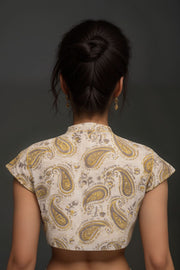 Beige Hand Block Vanaspathi Printed Cotton Blouse 10074480
