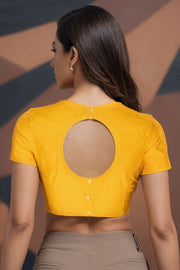 Yellow Maheshwari Silk Cotton Blouse 10075045