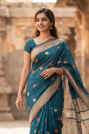 Blue Kanchi Cotton Saree 10068666
