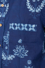 Indigo Handblock Print Pre-Washed Pure Cotton Shirt 10074614