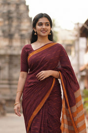 Maroon Handloom Kanchi Cotton Saree 10065324
