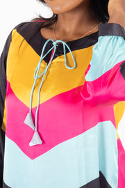  Multi Colour Printed Vegan Charmeuse Silk Dress 10073748