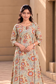 Mint Green Hand Block Printed Cotton Kurta 10077682