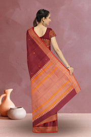 Maroon Handwoven Kanchi Cotton Saree 10069237