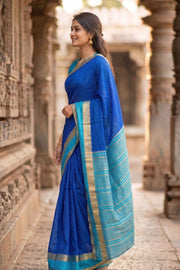 Royal Blue Mysore Semi Crepe Silk Saree 10077216