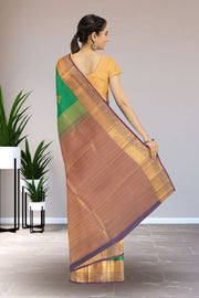 Green Kanjivaram Vegan Silk Saree with Contrast Pallu 10073891