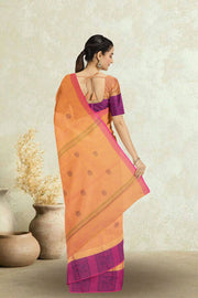 Orange Handloom Chettinad Cotton Saree Without Blouse 10075165