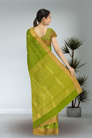 Green Chanderi Silk Cotton Saree 10075374